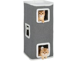 Krabton: PawHut Kattentoren Spaanplaat, Polyester 41L x 41B x 100H cm Grijs
