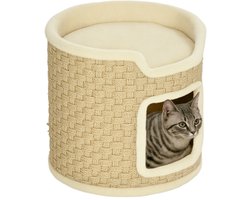 Krabpaal: PawHut Kattentoren van spaanplaat - 38x38x37cm - Khaki