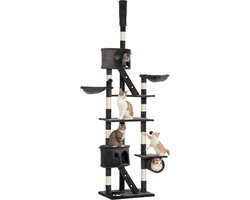 PawHut Katzenkratzbaum 240-260 cm Deckenhoch Kratzbaum groß Kletterbaum Katze Kratzbaum für große Katzen mit Sisalseil Dunkelgrau