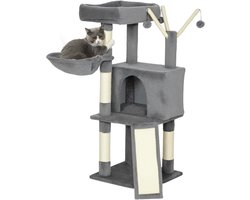 PawHut Krabpaal - Spaanplaat, Pluche - 40,5x40,5x103cm - Grijs