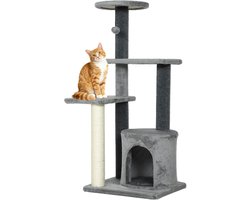 Krabpaal: PawHut Krabpaal - Spaanplaat, Pluche - 45 x 40 x 103 cm - Grijs