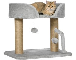 Krabpaal: PawHut Krabpaal-Spaanplaat, Polyester-48L x 38B x 42H cm-Lichtgrijs