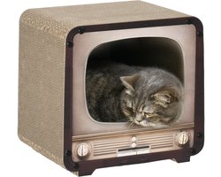 Krabpaal: PawHut Krabpaal voor Katten - Golfkarton - 39x29x37cm - Bruin