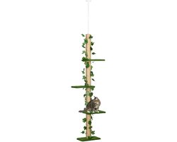 Krabpaal: PawHut Krabpaal voor Katten, Spaanplaat - 37x21x242cm - Groen