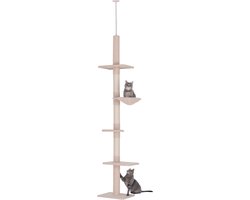 Krabpaal: PawHut krabpaal voor katten - spaanplaat - 40x34x260cm - beige