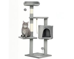 PawHut Krabpaal voor Katten, Spaanplaat - 40x40x114cm - Grijs