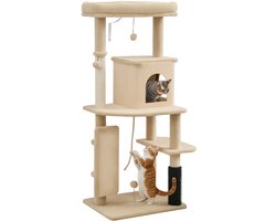 PawHut krabpaal voor katten - Spaanplaat - 55x44x132cm - Beige