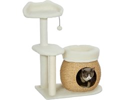 PawHut krabpaal - voor katten tot 5 kg - 60x40x79 cm - crèmewit