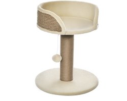 Krabpaal: PawHut Kratzbaum-Spanplatte, Polyester-40L x 40B x 49H cm-Kaffee