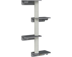 Krabpaal: Pawona Wandkrabpaal - 4 Etages - Met 4 platforms en krabpalen - 66 x 28 x 137 cm - Lichtgrijs/Beige
