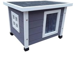 @Pet - @Pet - @Pet - Kattenhok - voor - buiten - XL - 68,5x54x51,5 - cm - hout - grijs - en - wit
