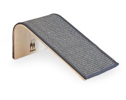 Petrebels Design Krabplank Hout - Archie 38 x 17 x 23 cm - Premium Kwaliteit Krabmat met Sisaltapijt - Kleur Grijs