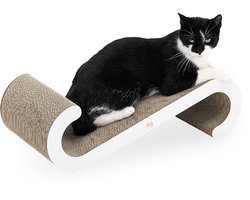 Petrebels Krabkarton voor Katten - Bella 60 - Wit - Stevig Karton - Design Krabplank - 60 x 28 x 18 cm