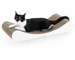 Petrebels Krabkarton voor Katten - Lily 75 - Wit - Stevig Karton - Design Krabplank - 75 x 31 x 13 cm