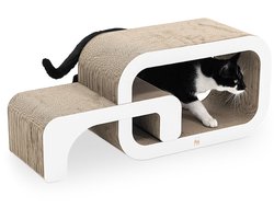 Petrebels Krabkarton voor Katten - Max 55 - Wit - Stevig Karton - Design Krabplank - 55 x 24 x 33 cm