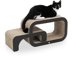 Petrebels Krabkarton voor Katten - Max 55 - Zwart - Stevig Karton - Design Krabplank - 55 x 24 x 33 cm