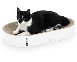 Petrebels Krabkarton voor Katten - Oliver 61 - Wit - Stevig Karton - Design Krabplank - 63 x 35 x 10 cm