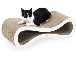 Petrebels Krabkarton voor Katten - Simba 75 - Wit - Stevig Karton - Design Krabplank - 75 x 32 x 23 cm