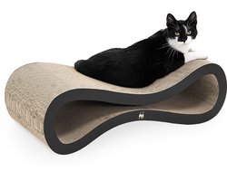 Petrebels Krabkarton voor Katten - Simba 75 - Zwart - Stevig Karton - Design Krabplank - 75 x 32 x 23 cm