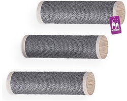Petrebels Wandmeubel wandmontage Klimmuur Kat - Kattenmuur Horizon 0930 set-Old Grey - 9 x 9 x 34 cm