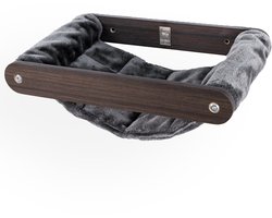 Petrebels Wandmeubel wandmontage Klimmuur Kat - Kattenmuur Lazy 50-Wengé - 50 x 39 x 7 cm