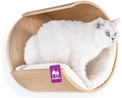 Petrebels Wandmeubel wandmontage Klimmuur Kat - Kattenmuur Moon 40-Rusty Oak - 40 x 40 x 35 cm