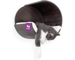 Petrebels Wandmeubel wandmontage Klimmuur Kat - Kattenmuur Moon 40-Wengé - 40 x 40 x 35 cm