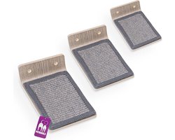 Petrebels Wandmeubel wandmontage Klimmuur Kat - Kattenmuur Step 25 set-Old Grey - 25 x 15 x 10 cm