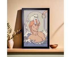 PiuPaw™ Cat Wall Art Scratching Board (David) - Space Saving / with Frame / No Nails Installation / Long Lasting Natural Sisal / Kattenkrabber Kattenspeeltjes / Krabplank Muur / Planche Murale Chat / KerstCadeau Christmas Gift