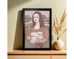 PiuPaw™ Cat Wall Art Scratching Board (Mona Lisa) - Space Saving / with Frame / No Nails Installation / Long Lasting Natural Sisal / Kattenkrabber Kattenspeeltjes / Krabplank Muur / Planche Murale Chat / KerstCadeau Christmas Gift