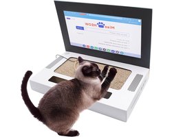 Plush Mouse 2-in-1 Corrugated Cardboard Laptop for Cats - Interactive Cat Toy Scratching Mat for Indoor Cats