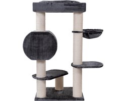 Quapas Krabpaal - Katten Krabpaal - Grijs - 76x56x148cm - Pluche - voor de Speelse, Zwaardere en Grotere Katten