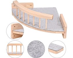 Quvo® Katten Klimmuur - Katten Klim Wand - Klimrek Met 3 Standen - Wandmeubel Kat Bedekt Met Pluche - Katten Krabpaal – Inclusief Muurbevestiging - Grijs - ‎36 x 34 x 7 cm