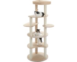 Rakmishop - Katten krabpaal - 154cm hoog - Krabpaal voor katten - Krabton - Krabpaal voor grote katten - Krappaal - Beige