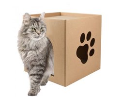 Rapidbok Krabkarton voor Katten 30x30x30cm, Natuurlijke Krabplanken voor Katten, Krabkist voor Katten, Loungebed met Biologisch Kattenkruid, Krabplank van Karton voor Katten, Krabspeelgoed Lounge voor Katten en Kittens