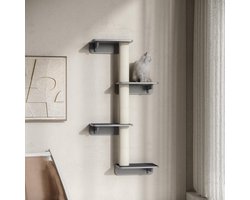 Krabpaal: REDOM - Kattenkrabpaal - MDF - meerdere niveaus - 66L x 28B x 137H cm Light Gray