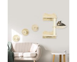 REDOM - Kattenkrabpaal - pluche - meerdere niveaus - 40 x 28 x 73cm beige