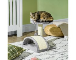 Krabpaal: REDOM - Kattenkrabpaal - sisal - meerdere niveaus - 35,5L x 37B x 46H cm Gray