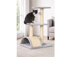 REDOM Luxe Krabpaal voor Kittens & Kleine Katten (72cm) - Krabmeubel met Krabboog & Speelbal - Lichtgrijs