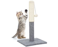 Relaxdays krabpaal sisal paal speelbal 54 cm hoog vrijstaand voor katten binnen - grijs Krabpaal