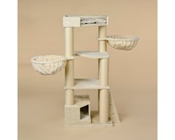 RHRQuality Corner Coon Krabpaal Voor Grote Katten - 60 x 56 x 151 cm - Crème