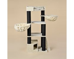 RHRQuality Krabpaal voor Grote katten - Corner Coon Blackline Beige - met extra dikke 12cm sisalpalen