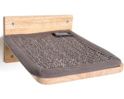 RHRQuality Wandmeubel Klimmuur Kat - XXL Muur Plateaus Set 3 – Draagkracht tot 20KG – Voor Grote Katten – Met Antislip Bedekking – Grijs