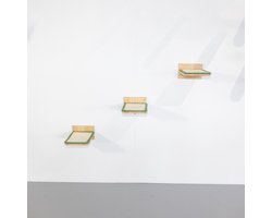 RHRQuality Wandmeubel Klimmuur Kat - XXL Muur Plateaus Set 3 – Draagkracht tot 20KG – Voor Grote Katten – Met Antislip Bedekking – Pistache