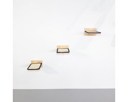 RHRQuality Wandmeubel Klimmuur Kat - XXL Muur Plateaus Set 3 – Draagkracht tot 20KG – Voor Grote Katten – Met Antislip Bedekking – Zwart