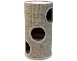 Ronde krabpaal met gaten 36 x 36 x 70 cm - Verticale krabpaal voor katten - Beige - Accessoires nagelslijper Krabton