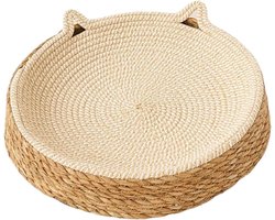 Krabplank: Ronde Krabplank - Kattennest - Vermaak Kat - Ademend Kussen - 35x35x10 cm - Natuurlijk Touw