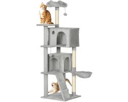 Roossentials kattenboom - Kattenkrabboom - Krabpaal katten - Speelboom - Met meerdere platforms - Licht grijs