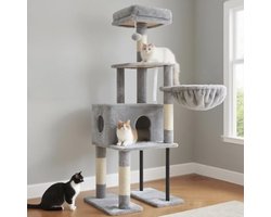 Ruime Kattenkrabpaal met Meerdere Verdiepingen - Comfortabel en Speelparadijs voor Kleine Katten - Lichtgrijs