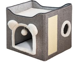 Krabton: Rumy Katten Krabton - Kattenhuis met Krabpaal - Krabmeubel met 2 Verdiepingen - Krabton voor Katten - Kattenmeubel - Kattentoren 39x39x38cm